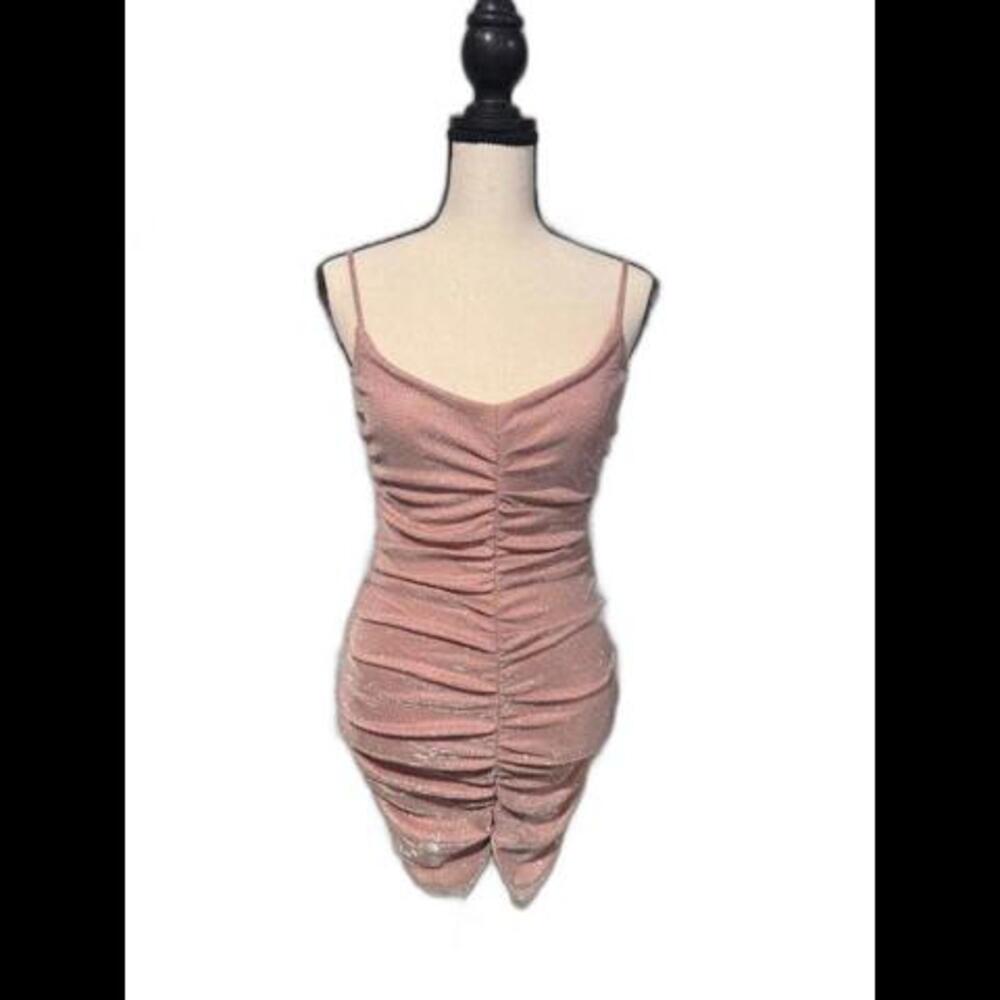 Glamorous Jump Pink Ruched Sparkle Mini Dress size XS NWT Prom Party Formal
